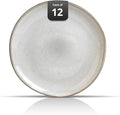 Organic Shape Restaurant Dinner Plates 10.5 ", Commerical Grade Catering Stoneware Plates in Ir-regular Organic Shape, Chip & Scratch Resistant, Glossy Reactive Glaze Grey, Case of 12