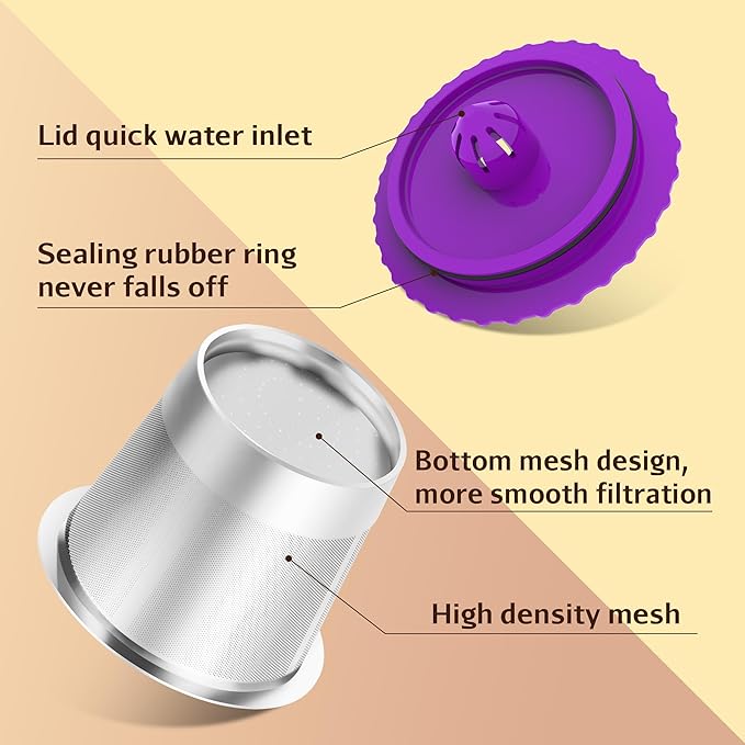 2 Pack Stianless Steel Reusable K Cups with 20 Count paper Filters, Refillable Universal Coffee Pods steel k Cups Compatible with Keurig 2.0 and 1.0 Coffee Makers(2 pack)