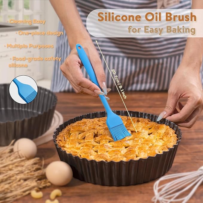 2 Pack 9.5 inches Pie Pan with Removable Bottom for Baking, Deep Quiche Tart Pan Non Stick for Oven, Fluted Pie Dish Plate Tin for Apple, Pot Pies, Cheesecakes and Desserts