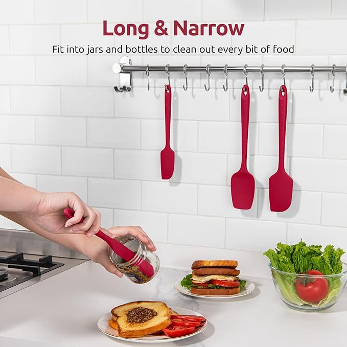 U-Taste Silicone Spatula Set with 600 Degrees Fahrenheit Heat Resistant (Red)