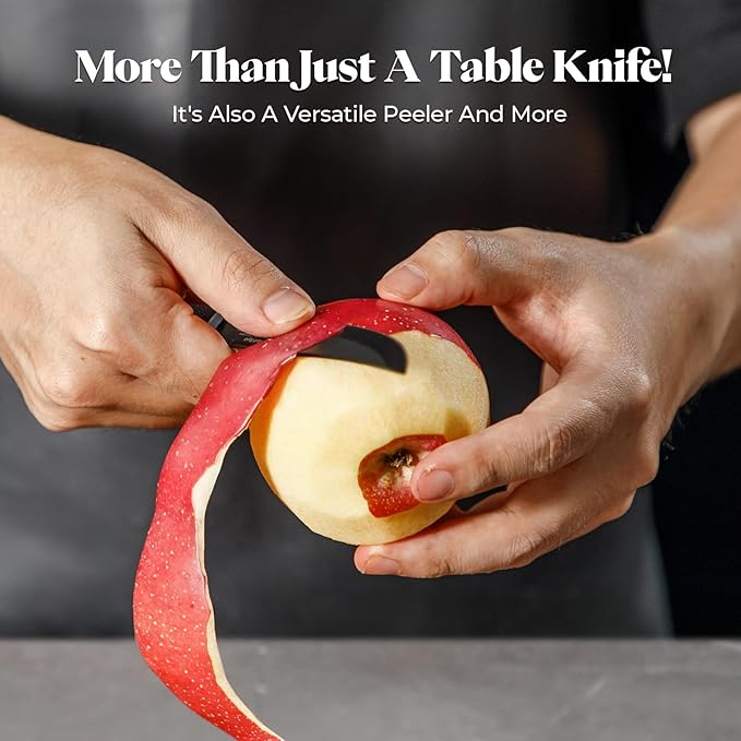 Steak Knives Set of 12, 4.7 Inch Straight Edge Meat Knives, Dishwasher Safe by SGS Cerf, Super Sharp for Precise Cutting, Non-stick Blade & Anti Rust, Easy to Maintain Ideal for Restaurant