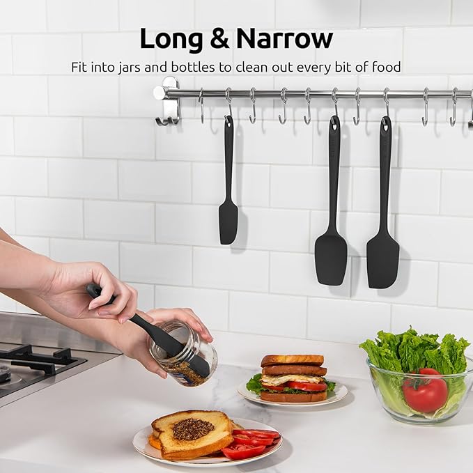 U-Taste Silicone Spatula Set with 600 Degrees Fahrenheit Heat Resistant (Black)