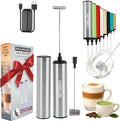 Rechargeable Milk Frother Battery Operated,2-Speed Portable Travel Frother,Electric Milk Foamer Coffee Frother for Latte, Cappuccino, Hot Chocolate Drink Mixer with Double Mini Whisks and USB Cable