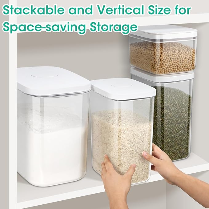 TBMax Rice Container -12 Lbs / 6 Qt Flour Storage Container with Airtight Pop Up Lid & Measuring Scoop for Flour, Cereal, Pet Dog Cat Food Storage, Kitchen Pantry Organization
