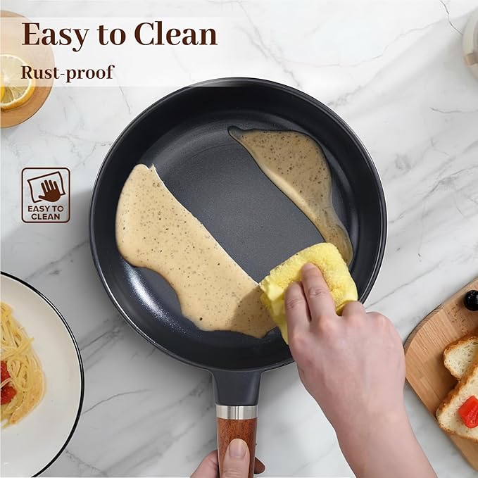 Pure Ceramic Frying Pan, Nonstick 10 Inch Ceramic Skillet (Crafted From Natural Clay Minerals Through Firing), PFAS-Free, Non Toxic/No Coatings Cooking Pan, Induction Pan (Black)