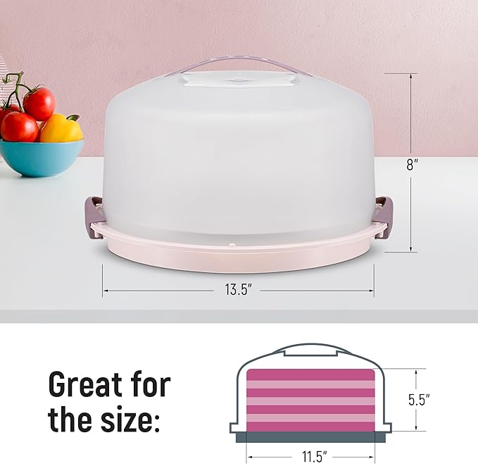Tribello Extra Large Cake Storage Container, Cake Carrier With Handle Holds Cake 12 X 12 X 5 (Being)