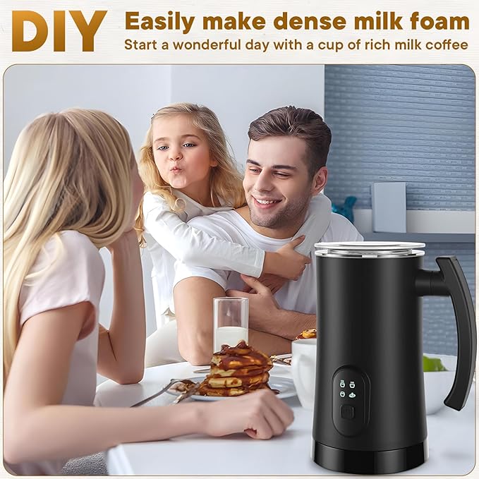 Milk Frother and Steamer,4-in-1 Electric Milk Frother for Latte Cappuccino Hot Chocolate，11.8oz/350ml Automatic Hot & Cold Foam Maker and Milk Warmer for Dairy
