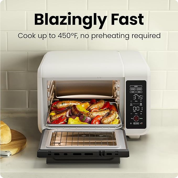 Chefman Air Fryer Toaster Oven Combo, 15 Qt. Countertop Oven for Quick & Healthy Meals, Bake, Broil, Air Fry, Toast, and Bagel Functions, 450°F Max Temp, 4 Slice Toaster Oven Air Fryer Combo – Ivory