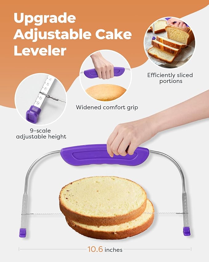 Kootek 51 Pcs Cake Decorating Kit, 12" Aluminum Alloy Cake Turntable, 10 Numbered Icing Tips, Offset and Straight Spatulas, Cake Leveler, Pastry Bags Baking Supplies