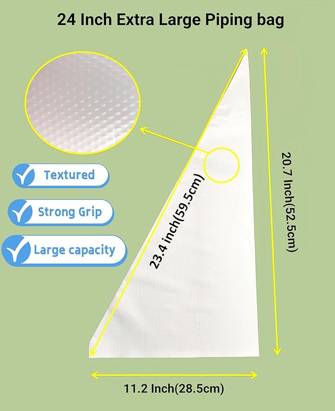 Extra Large Piping Bags 24 Inch - 100Pack Disposable Pastry Bags - Thick Anti-Burst Pastry Icing Frosting Piping Bags For Decorating Cupcakes Cakes Cookies (Extra Large 24 Inch-100 Pack)