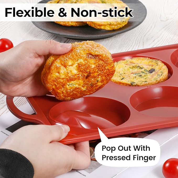 CAKETIME Muffin Top Pan Non Stick, 4 Inch Metal Frame Round Egg Baking Pan for Oven English Muffins, Whoopie Pies, Corn Bread, Egg Bites, Breakfast Sandwiches Tarts 3 Pack Brown