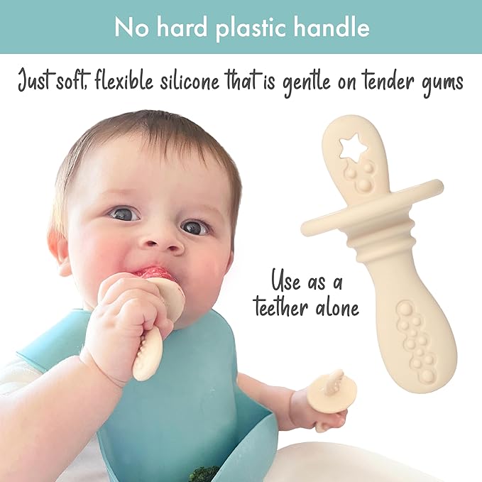 PrimaStella Silicone Petite Pops - Baby Popsicle Mold - BPA Free - Dishwasher Safe - 4 months+ (Dusty Rose Teether Pops)