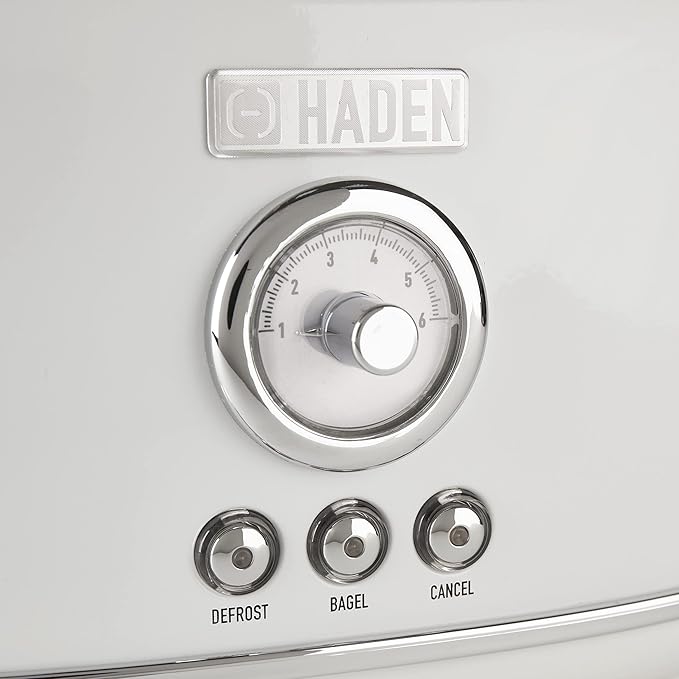 Haden Dorset 2 Slice Extra Wide Slot Toaster with Cool Touch Exterior, Removable Crumb Tray, and 6 Variable Browning Control, Ivory