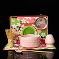 Matcha Set–7-Piece Set Including Matcha Bowl with Spout, Whisk, Chasen Holder, Sifter, Bamboo Scoop,Scoop Stand,wood spoon(Daisy Pink)–Perfect for Matcha Lovers&Tea Ceremonies