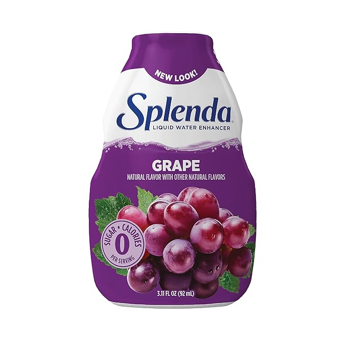 SPLENDA Liquid Water Enhancer Drops, Sugar Free, Zero Calorie, Natural Flavor, Concentrated Drink Mix, 3.11 Fl Oz Each Bottle (Grape, 2 Pack)