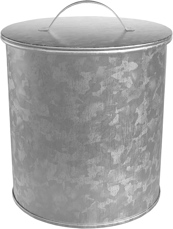 Amici Home Newport Galvanized Metal Canister | Dry Food Storage Container | Airtight Lid | 156 Ounce Capacity | Farmhouse Décor | Rustic Metal Canister for Kitchen Countertop (Silver)