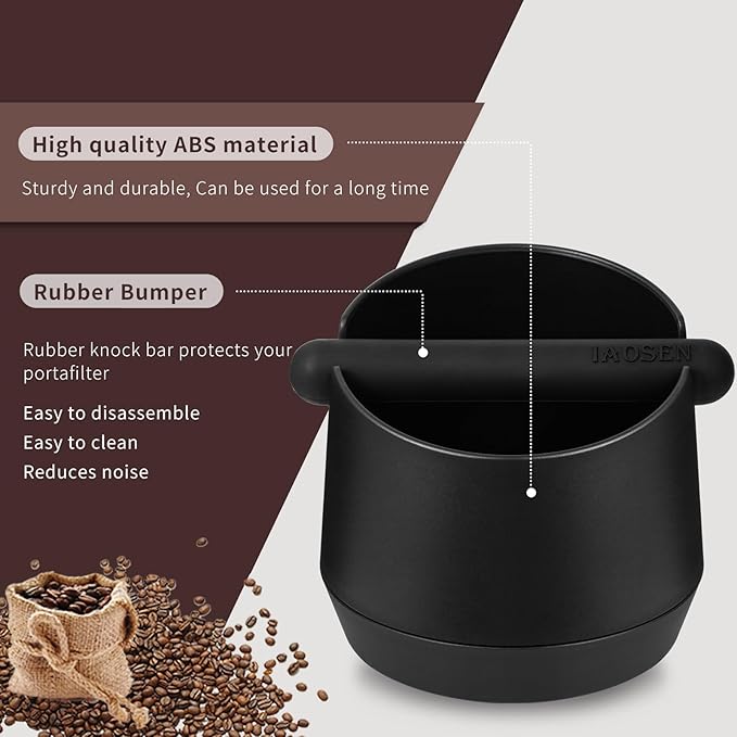 6 Inch Extra Large Capacity Design Espresso Knock Box Tamping Mat Espresso Machine Accessories Set of 2 with Removable Knock Bar and Anti-Slip Base for Home Office Barista Tools for Bar Shop