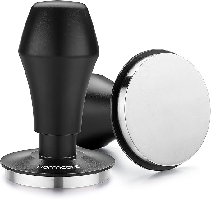 Normcore 58mm Coffee Tamper V4.1 with Click Feedback, Self-Leveling Spring-Loaded Design, 304 Stainless Steel Flat Base for 58mm Espresso Portafilters, Black Anodized Aluminum Handle