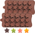 Small Star Chocolate Molds Silicone, Food Grade Silicone Candy Molds for Bite Size Gummy/Jelly/Fruit Snacks, 15 Cavities Mini Star Mold for Soap/Candle/Wax Melt, 2 Pcs