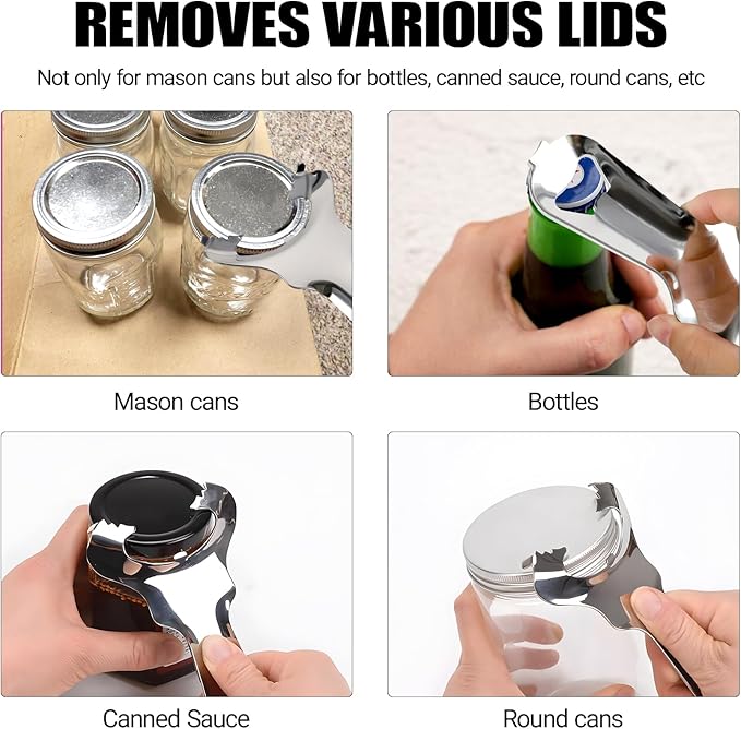 2PCS Jar Opener,Multi-Function Stainless Steel Jar Opener,Practical Multifunctional Jaropener,Easy Twist Manual Handheld Top Remover