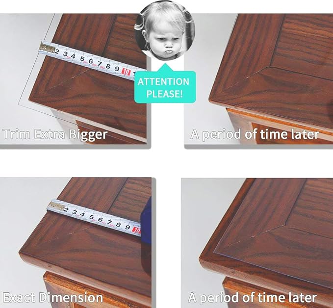 NECAUX Custom 36 x 111 Inch Clear Table Cover Protector, 1.5mm Thick Wood Grain Transparent Table Pad Non-Slip Tablecloth Protector for Plastic Protective Dining Table Meeting Table Conference Table