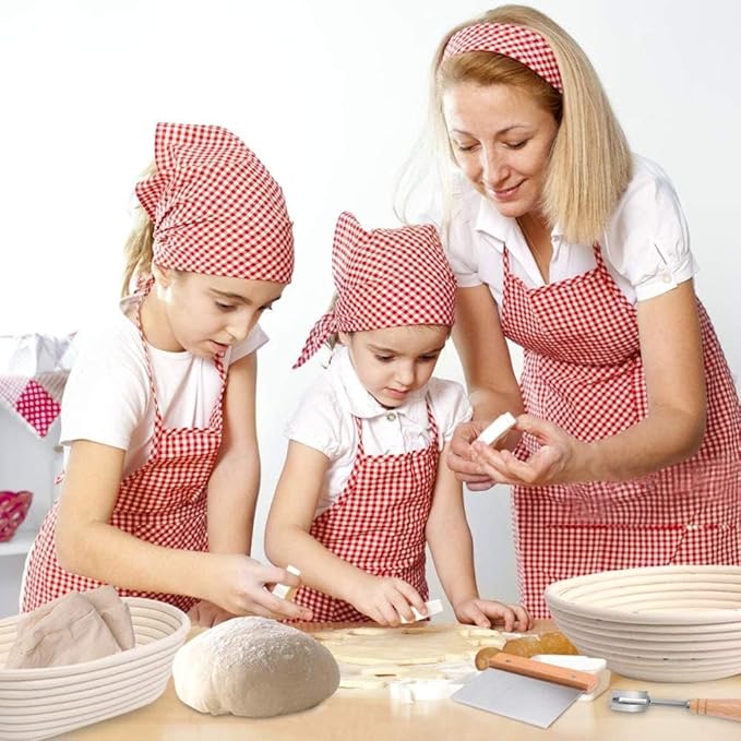 Bread Proofing Basket 2 Set 9 Inch and 10 Inch Round Proofing Basket with Bread Lame and Dough Scraper and Linen Liner Bread Making Tools for Professional and Home Bakers