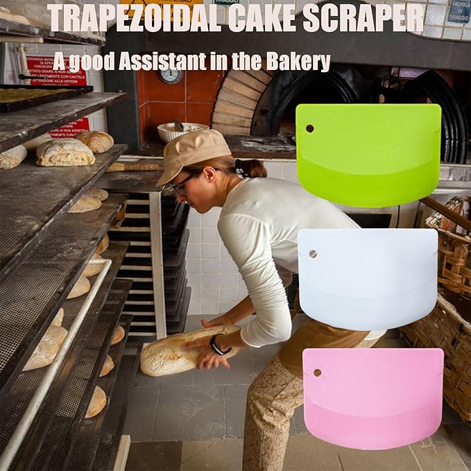 Set of 3 Cake Scrapers and Smoother Tools for Cake Decorating, Dough & Bowl Scrapers Plastic Icing Smoothers Dough Cutters Bench Scrapers(U Shape)
