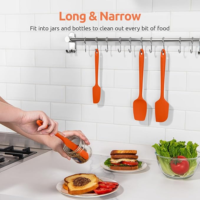 U-Taste Silicone Spatula Set with 600 Degrees Fahrenheit Heat Resistant (Orange)