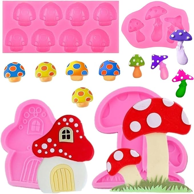Mushroom Silicone Mold,Mushroom Chocolate Mold Cute Candy Vegetable Fondant Molds for Cupcake Gummy Cake Pop Puck Decoration DIY Crafts Polymer Clay