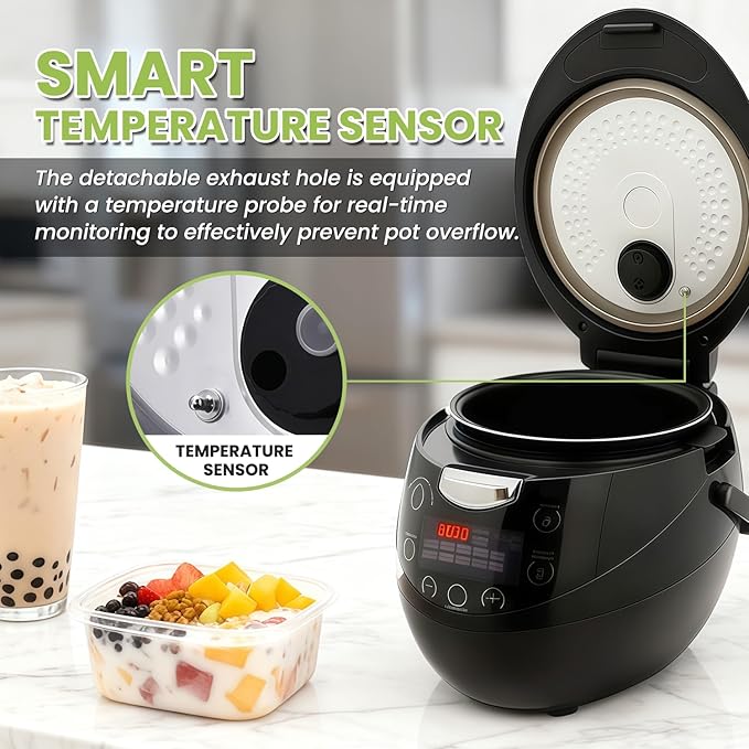 6L Boba Maker Machine, Automatic Commercial Boba Cooker with Even Heat Distribution, Intelligent Tapioca Cooker, for Milk Tea Stores Restaurants Dessert Stores Lounge Bars