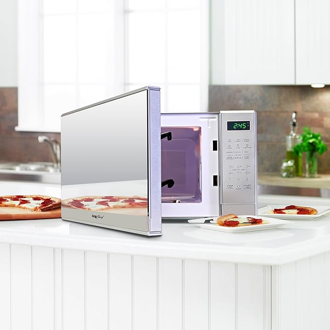 Total Chef 0.7 Cu Ft Microwave Oven - Countertop Small Kitchen Appliance, Stainless Steel Microwave with Digital Touch, Pre-Set Functions, 10” Turntable, 700 Watt