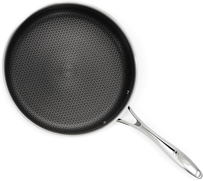 DELUXE Hybrid Ceramic Nonstick 5 Qt Deep Sauté Pan with Lid, Stainless Steel Skillet with Stay-Cool Handles, Dishwasher and Oven-Safe, PFOA Free Deep Frying Pan, Compatible with All Cooktops