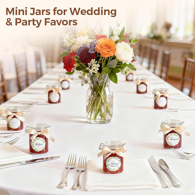 ComSaf 8oz Small Airtight Glass Jars Set of 12 with Lid Food Storage Jar Round, Mini Storage Container with Clear Preserving Seal Wire Clip Fastening for Kitchen Canning, Jam, Spice, Honey, Mason Jars