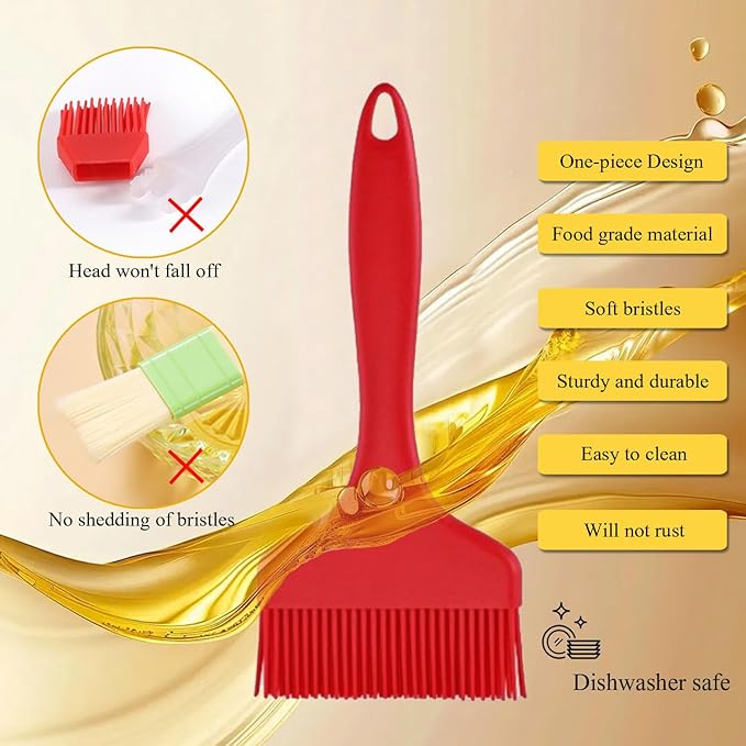 Large Silicone Basting Pastry Brush, Limso 2 PCS Heat Resistant Food Brush, Cooking Brush Suitable for BBQ Grill and Baking, Dishwasher Safe (2 Colors)