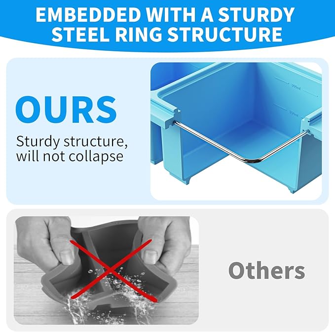2 Cup Silicone Freezer Tray Ice Cubes with Lids and Date Mark for Storing Lasagna Leftovers Sauces Portioned Meals and More, Silicone Soup Freezer Molds for Meal Prepping 2 Pack Blue