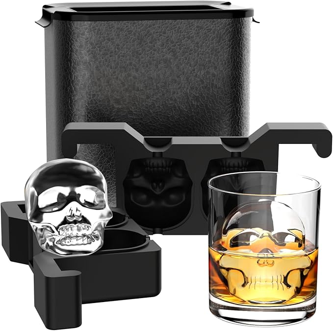 Skull 3D Ice Ball Maker - Large Crystal Clear Ice Cube Tray - Whiskey Bourbon Cocktails