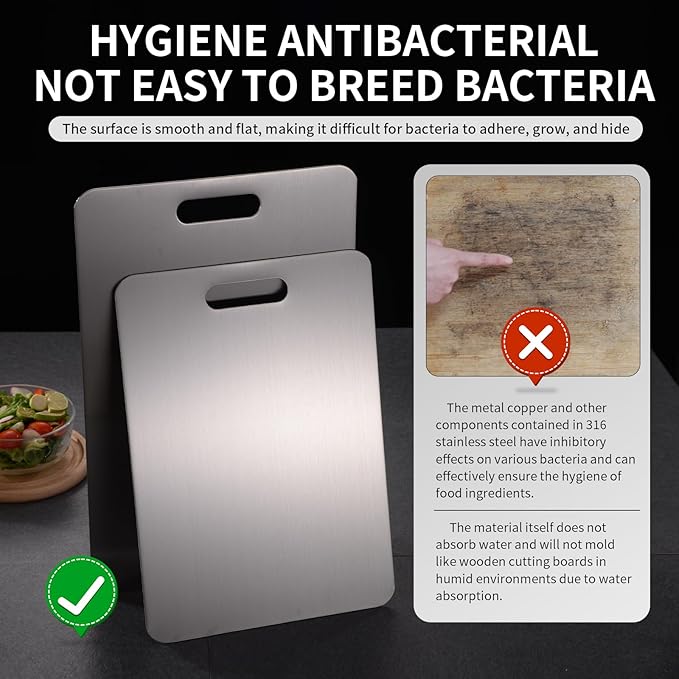 Katuchef Titanium Cutting Board 2025 New Upgrade Pure Titanium Cutting Boards for Kitchen Double Sided Cutting Boards Non Toxic,Hygiene Durable Chopping Board Suitable for Dishwasher Safe(15.35*11.02)