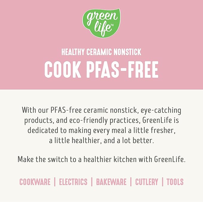 GreenLife 3.5QT Slow Cooker, Non-Toxic PFAS-Free Ceramic Nonstick Removable Interior Bowl, Programmable, Keep Warm, Stovetop & Oven Safe, Dishwasher Safe Parts, Glass Lid, Pink