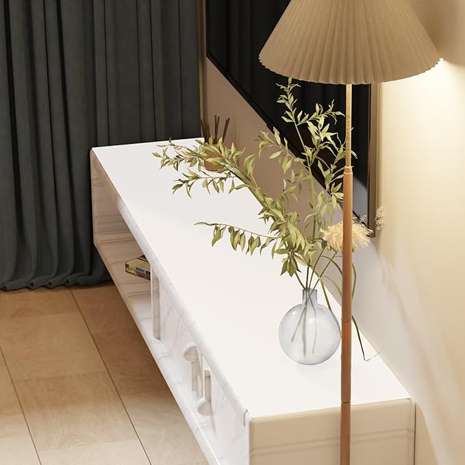 Leather Table Cover,1.8mm Thick,17x54 Inch Desk Cover,Dresser Cover Top,Dresser Protector Top,Dresser Cover,End Table Cover.(White+White,17x54)