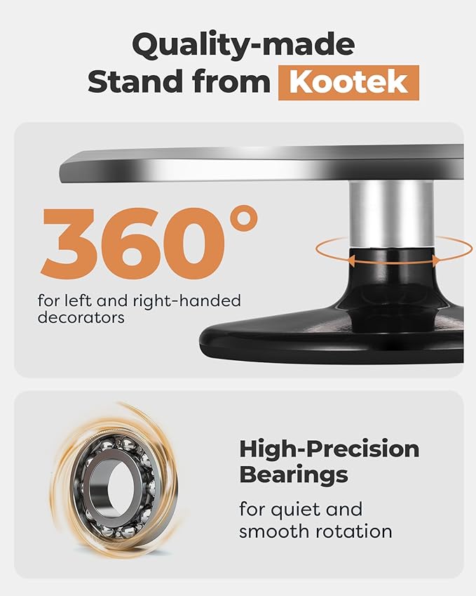 Kootek Aluminium Alloy Revolving Cake Stand 12 Inch Rotating Cake Turntable for Cake, Cupcake Decorating Supplies