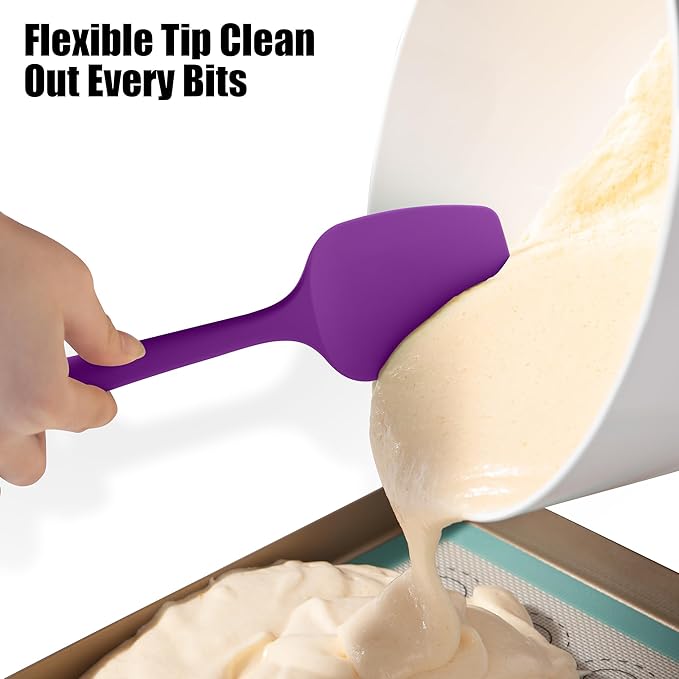 Heat Resistant Silicone Spoon Spatulas, Doosu 600°F High Temp Flexible Cooking Spoons Kitchen Spoonula Scratch-Proof for Mixing Stirring Scraping Serving Non-Stick Cookware (Set of 3, Multi-3)