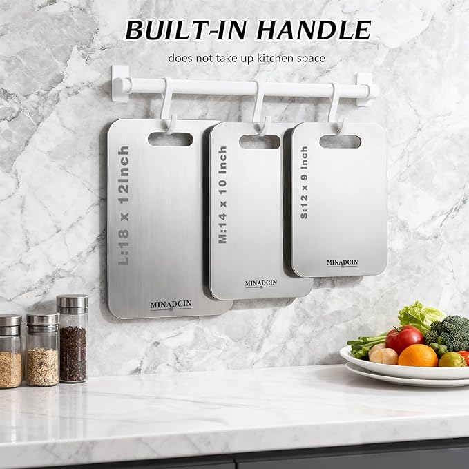 Titanium Cutting Boards For Kitchen, 100% Pure Cut Titanium Cutting Board, Food Grade Quality, Double-sided non-toxic, Easy To Clean, Dishwasher Safe And Will Not Absorb Odors(14L*10W)