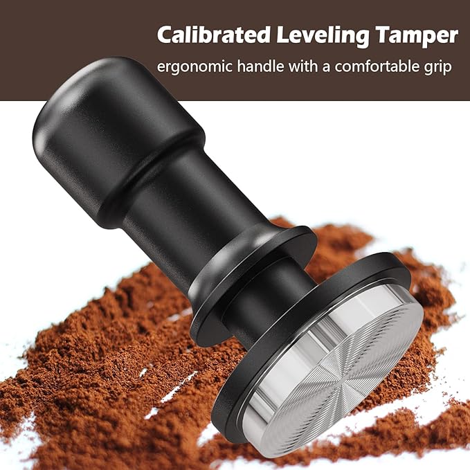 PUSEE 53mm Espresso Tamper, Premium Calibrated 30lb Spring Loaded Stainless Steel Ground Tamper for Barista Home Coffee Accessories Upgrade 3.0