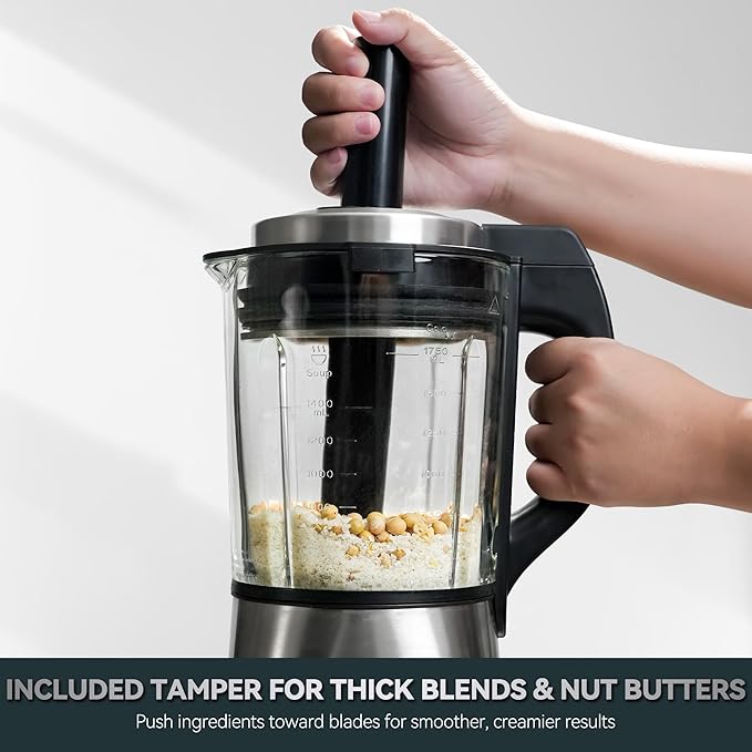 Premium Stainless Steel Glass Blenders for Kitchen – 1500W Motor, 9 Adjustable Speeds, 14 Pre-Programmed Functions, BPA-Free Glass Jar, Nut Milk, Smoothies, Soups, Baby Food, One-Touch Auto Clean