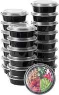 24 oz 50 ct Round Meal Prep Containers with Lids Plastic Food Storage Lunch Plan To Go Box Disposable Take Out Bowls BPA Free Durable Stackable Microwave Freezer Safe (Formerly FULING)