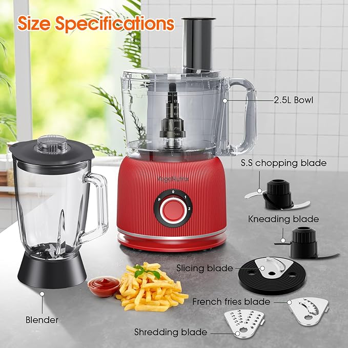 Food Processor and Blender Combo, 88 oz Food Chopper for Meat, Vegetable and Dough, 70 oz 700W Glass Jar Blender with 2 Speeds and Pulse for Smoothie, Nutrient Extractions, and More