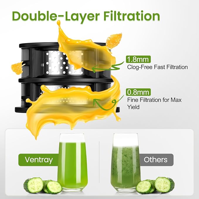 Cold Press Juicer, Juicer Machines with 4.7" Wide Feed Chute for Juice Extractor, Slow Masticating Juicer for Whole Vegetables & Fruits, High Juice Yield, Easy to Clean (Black)