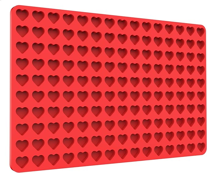 Mini Heart Chocolate Candy Molds Silicone, Silicone Heart Gummy Molds Fondan Molds with Scraper (S)