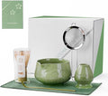 ZENS Matcha Whisk Set, 6Pcs Matcha Kit Set Includes Ceramic Bowl, Bamboo Whisk and Chasen Holder,Scoop, 304 Stainless Sifter & Tea Mat, Matcha Set for Tea Ceremony, Blue