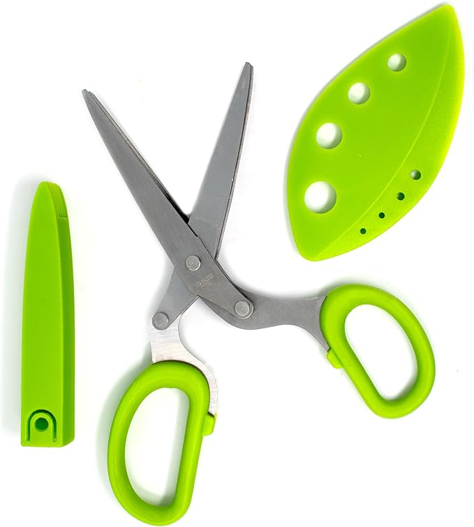 Norpro Multi Blade Herb Scissors with Blade Cleaner, 8-inch, Green